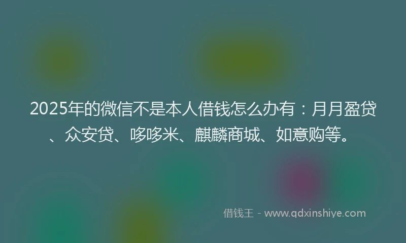 2025年的微信不是本人借钱怎么办有：月月盈贷、众安贷、哆哆米、麒麟商城、如意购等。