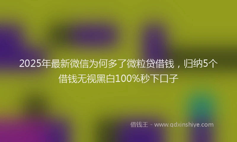 2025年最新微信为何多了微粒贷借钱，归纳5个借钱无视黑白100%秒下口子