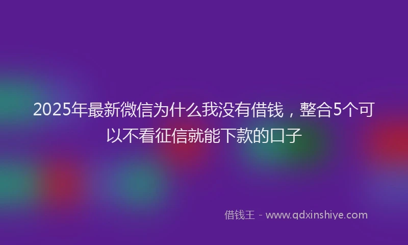 2025年最新微信为什么我没有借钱，整合5个可以不看征信就能下款的口子
