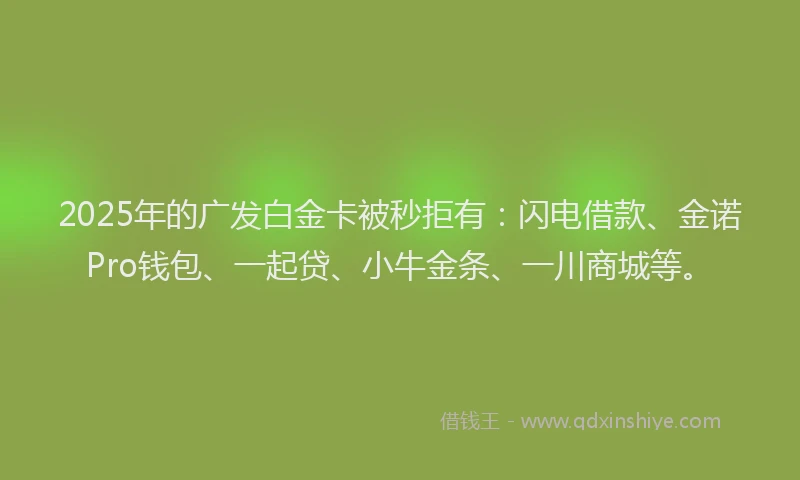 2025年的广发白金卡被秒拒有：闪电借款、金诺Pro钱包、一起贷、小牛金条、一川商城等。