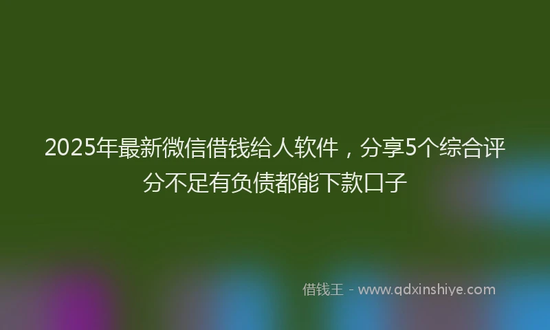 2025年最新微信借钱给人软件，分享5个综合评分不足有负债都能下款口子