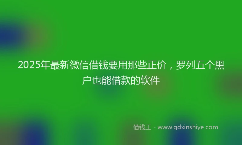 2025年最新微信借钱要用那些正价，罗列五个黑户也能借款的软件