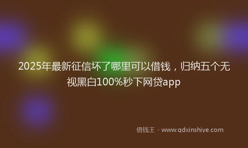 2025年最新征信坏了哪里可以借钱，归纳五个无视黑白100%秒下网贷app