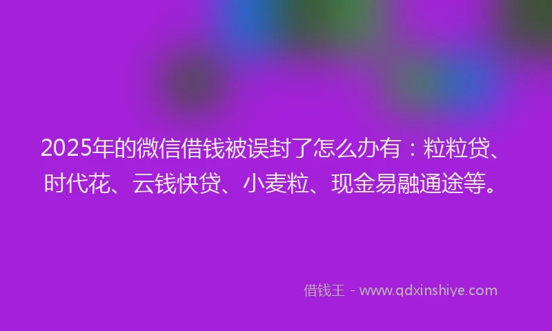 2025年的微信借钱被误封了怎么办有：粒粒贷、时代花、云钱快贷、小麦粒、现金易融通途等。