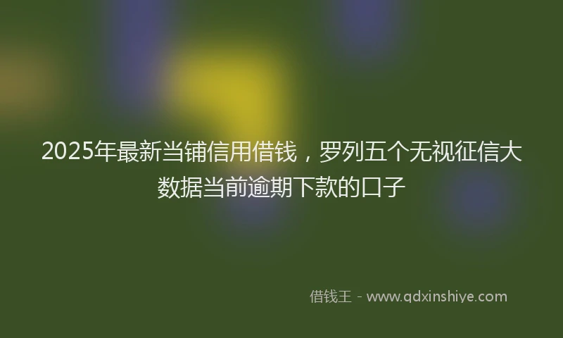 2025年最新当铺信用借钱，罗列五个无视征信大数据当前逾期下款的口子
