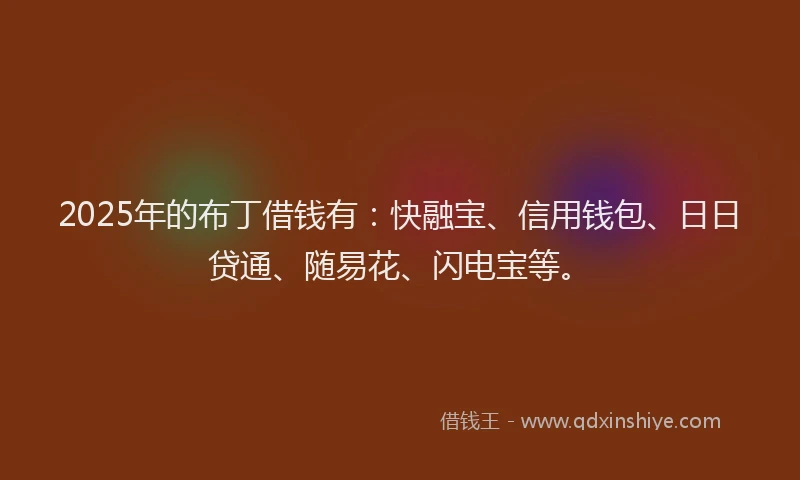 2025年的布丁借钱有：快融宝、信用钱包、日日贷通、随易花、闪电宝等。