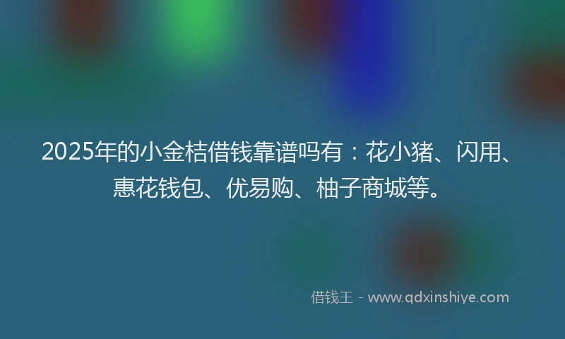 2025年的小金桔借钱靠谱吗有：花小猪、闪用、惠花钱包、优易购、柚子商城等。