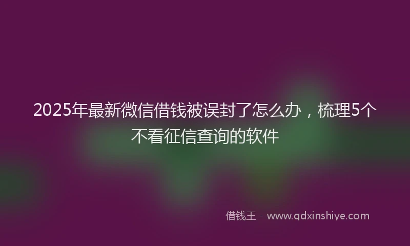 2025年最新微信借钱被误封了怎么办，梳理5个不看征信查询的软件