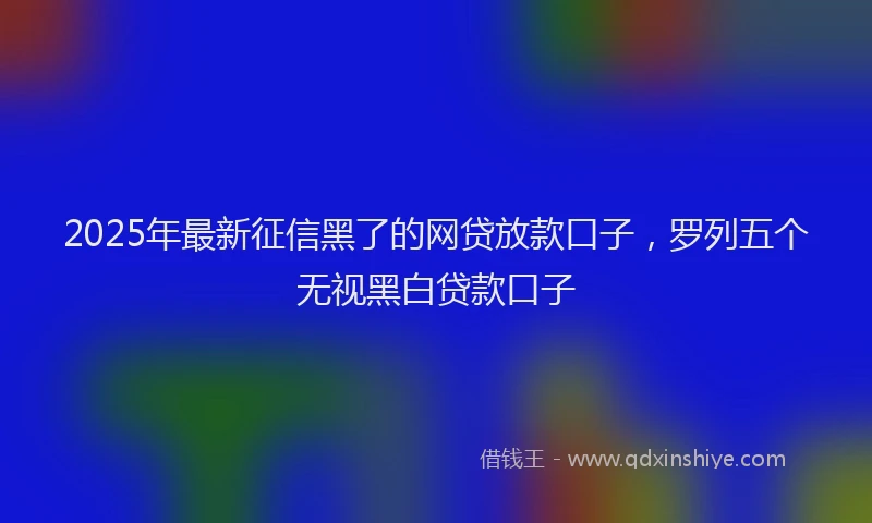 2025年最新征信黑了的网贷放款口子，罗列五个无视黑白贷款口子