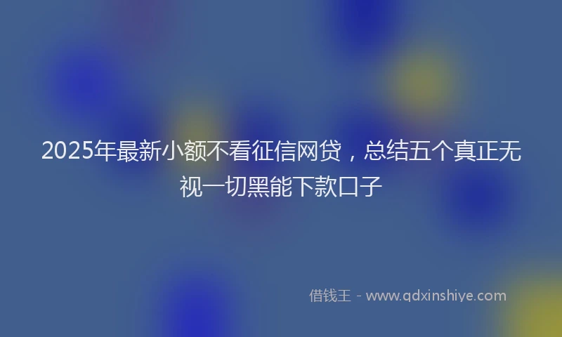 2025年最新小额不看征信网贷，总结五个真正无视一切黑能下款口子