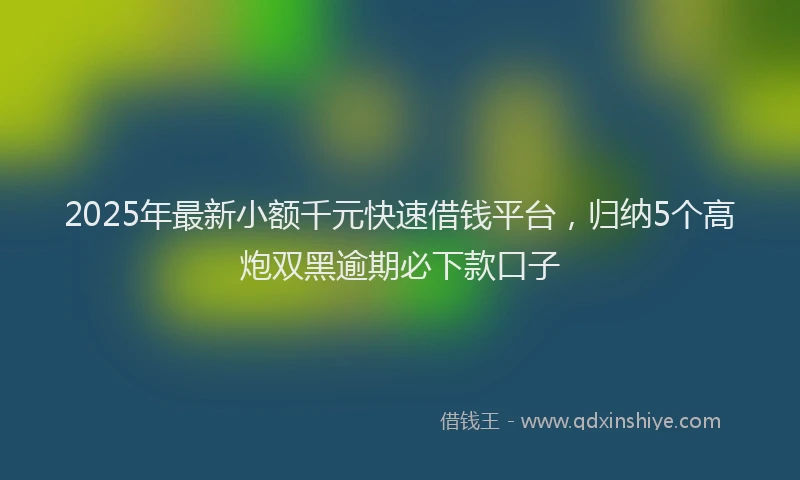2025年最新小额千元快速借钱平台，归纳5个高炮双黑逾期必下款口子