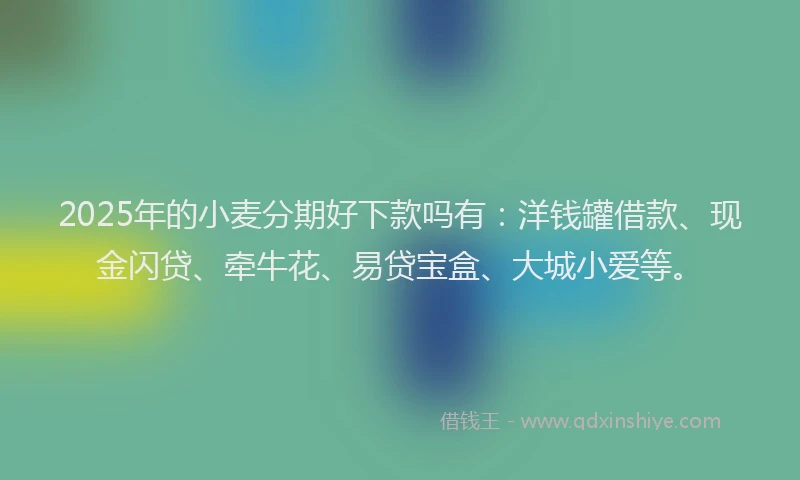 2025年的小麦分期好下款吗有：洋钱罐借款、现金闪贷、牵牛花、易贷宝盒、大城小爱等。