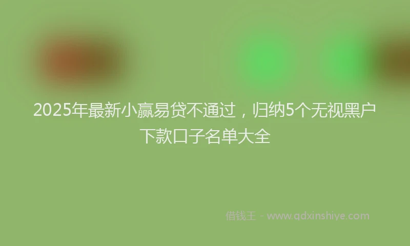 2025年最新小赢易贷不通过，归纳5个无视黑户下款口子名单大全