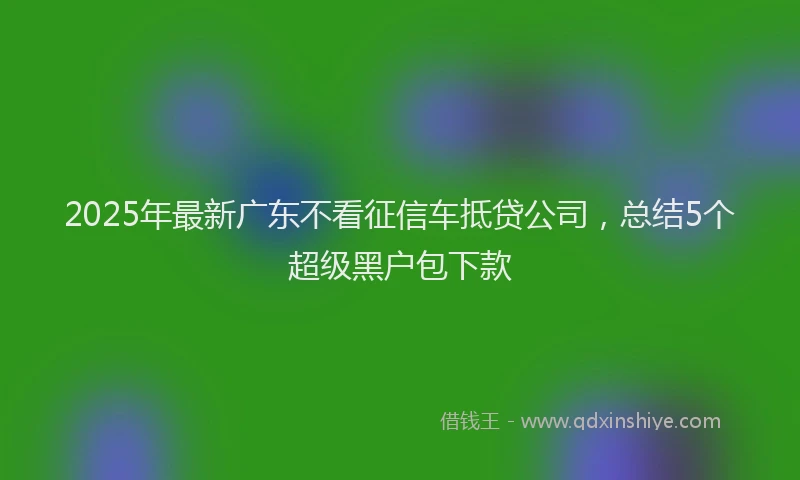 2025年最新广东不看征信车抵贷公司，总结5个超级黑户包下款