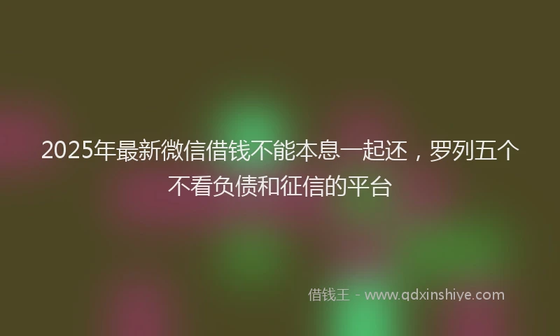 2025年最新微信借钱不能本息一起还，罗列五个不看负债和征信的平台