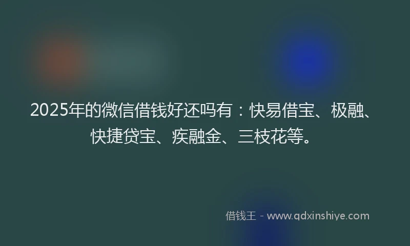 2025年的微信借钱好还吗有：快易借宝、极融、快捷贷宝、疾融金、三枝花等。