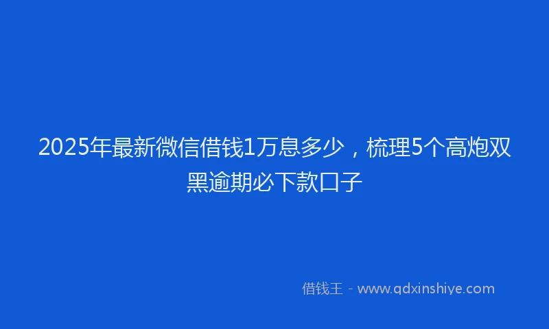 2025年最新微信借钱1万息多少，梳理5个高炮双黑逾期必下款口子
