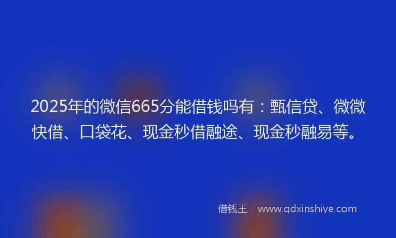 2025年的微信665分能借钱吗有：甄信贷、微微快借、口袋花、现金秒借融途、现金秒融易等。