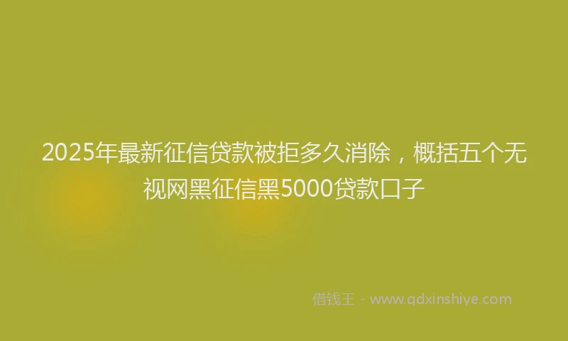 2025年最新征信贷款被拒多久消除，概括五个无视网黑征信黑5000贷款口子