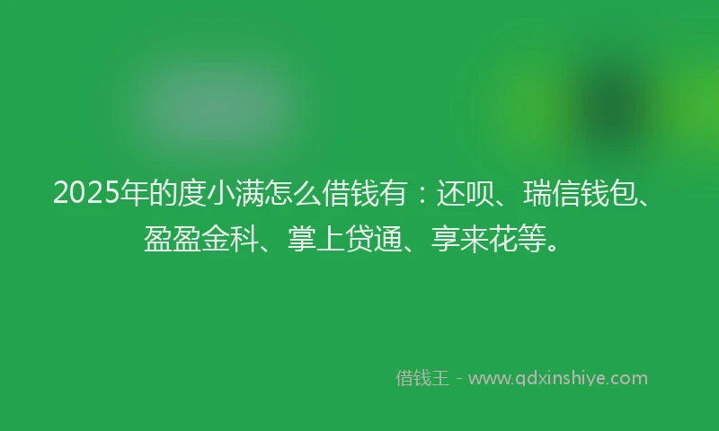 2025年的度小满怎么借钱有：还呗、瑞信钱包、盈盈金科、掌上贷通、享来花等。