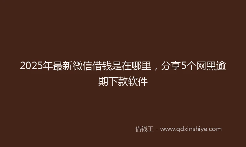 2025年最新微信借钱是在哪里，分享5个网黑逾期下款软件
