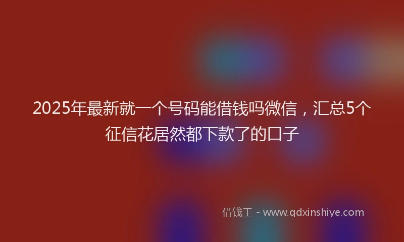 2025年最新就一个号码能借钱吗微信，汇总5个征信花居然都下款了的口子