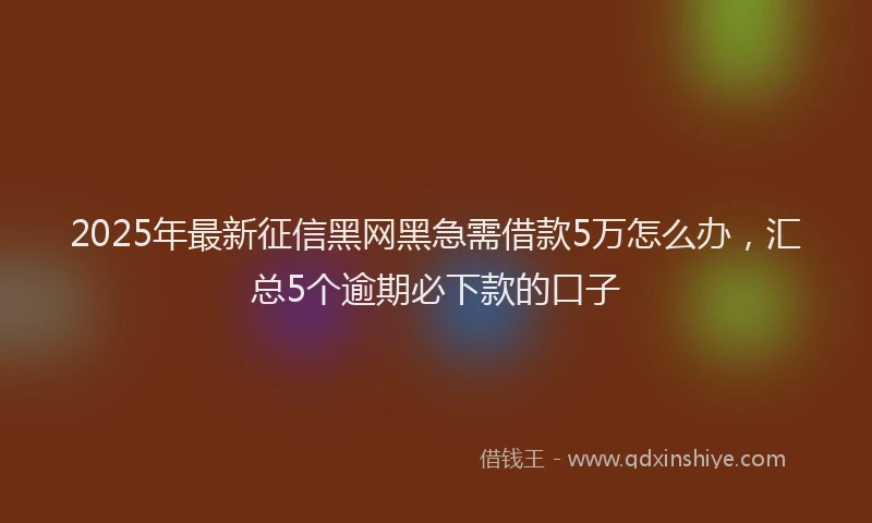 2025年最新征信黑网黑急需借款5万怎么办，汇总5个逾期必下款的口子