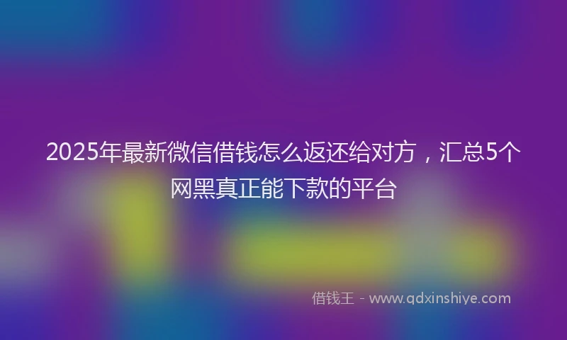 2025年最新微信借钱怎么返还给对方，汇总5个网黑真正能下款的平台