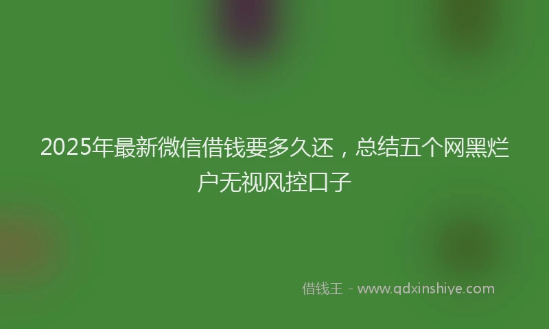 2025年最新微信借钱要多久还，总结五个网黑烂户无视风控口子
