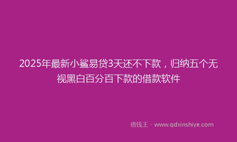 2025年最新小鲨易贷3天还不下款，归纳五个无视黑白百分百下款的借款软件