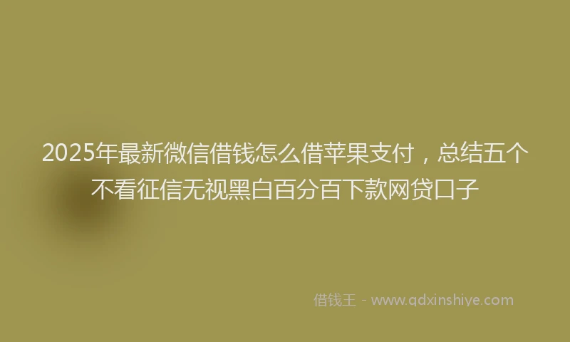 2025年最新微信借钱怎么借苹果支付，总结五个不看征信无视黑白百分百下款网贷口子