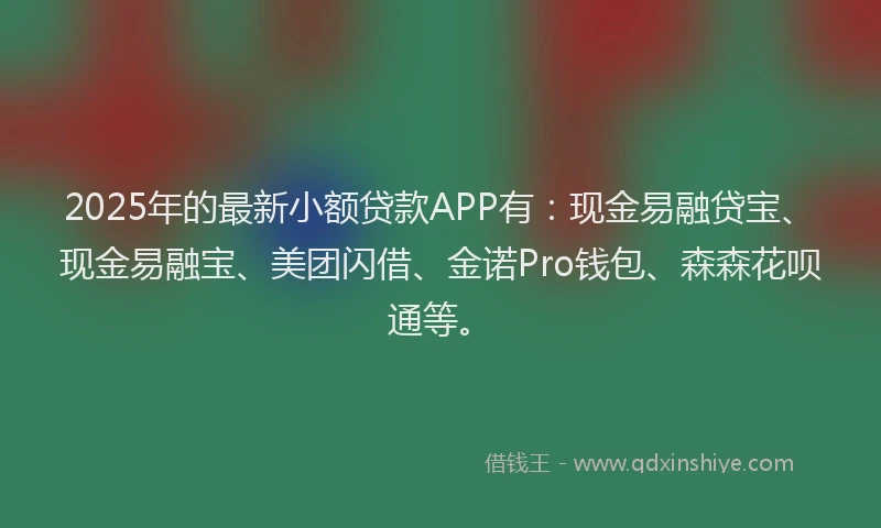 2025年的最新小额贷款APP有：现金易融贷宝、现金易融宝、美团闪借、金诺Pro钱包、森森花呗通等。