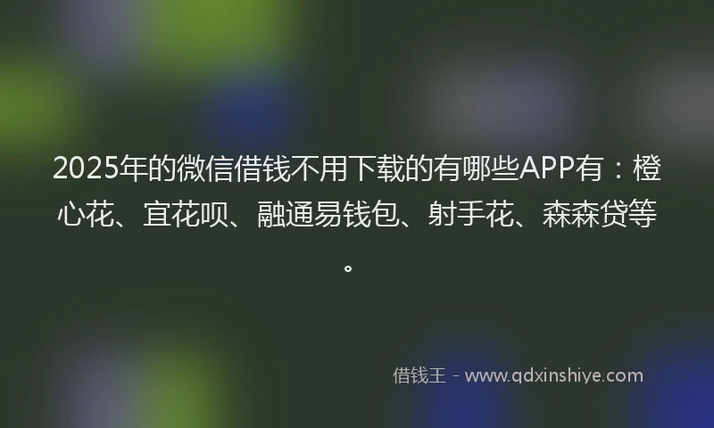 2025年的微信借钱不用下载的有哪些APP有：橙心花、宜花呗、融通易钱包、射手花、森森贷等。