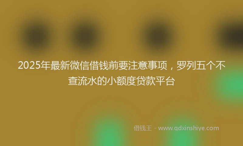 2025年最新微信借钱前要注意事项，罗列五个不查流水的小额度贷款平台