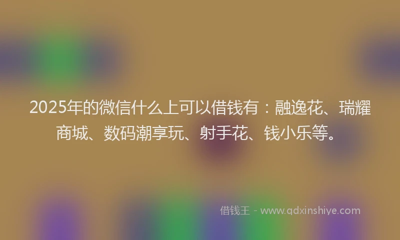 2025年的微信什么上可以借钱有：融逸花、瑞耀商城、数码潮享玩、射手花、钱小乐等。