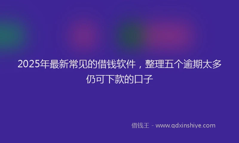 2025年最新常见的借钱软件，整理五个逾期太多仍可下款的口子