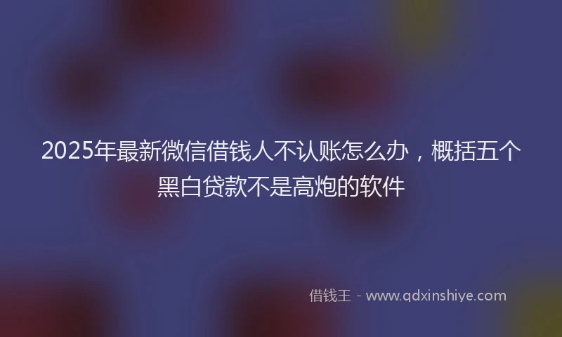 2025年最新微信借钱人不认账怎么办，概括五个黑白贷款不是高炮的软件