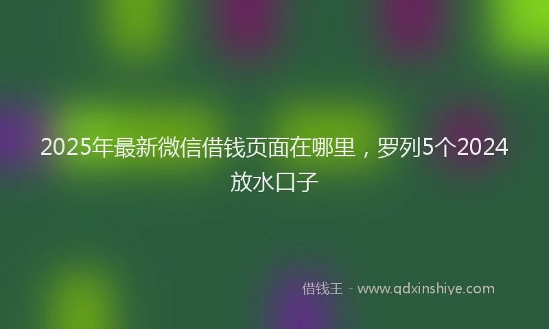 2025年最新微信借钱页面在哪里，罗列5个2024放水口子