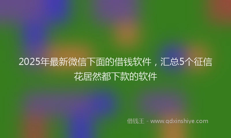 2025年最新微信下面的借钱软件，汇总5个征信花居然都下款的软件