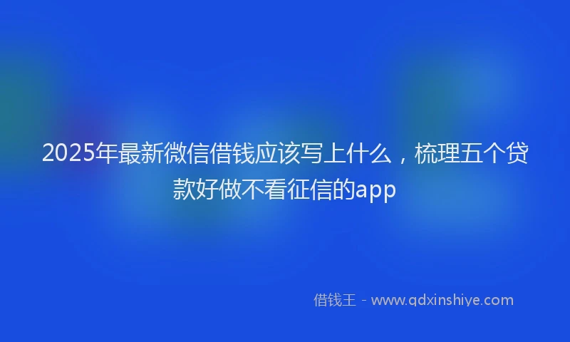 2025年最新微信借钱应该写上什么，梳理五个贷款好做不看征信的app