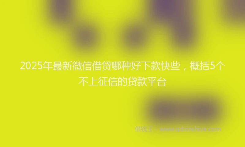 2025年最新微信借贷哪种好下款快些，概括5个不上征信的贷款平台