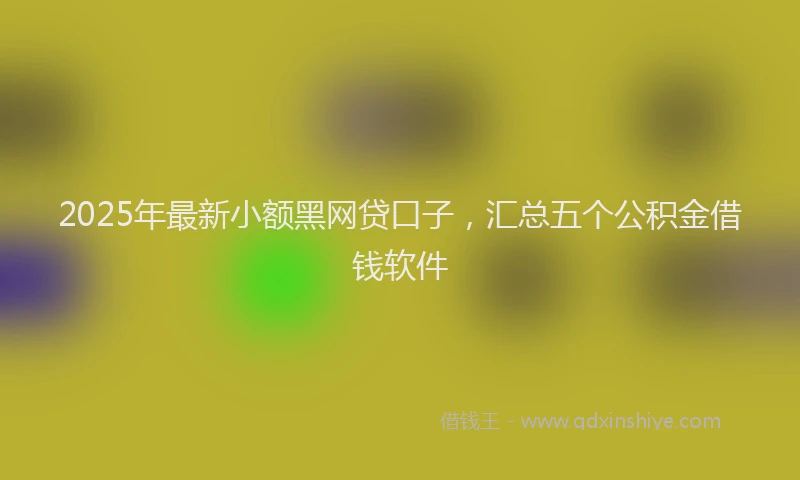 2025年最新小额黑网贷口子，汇总五个公积金借钱软件