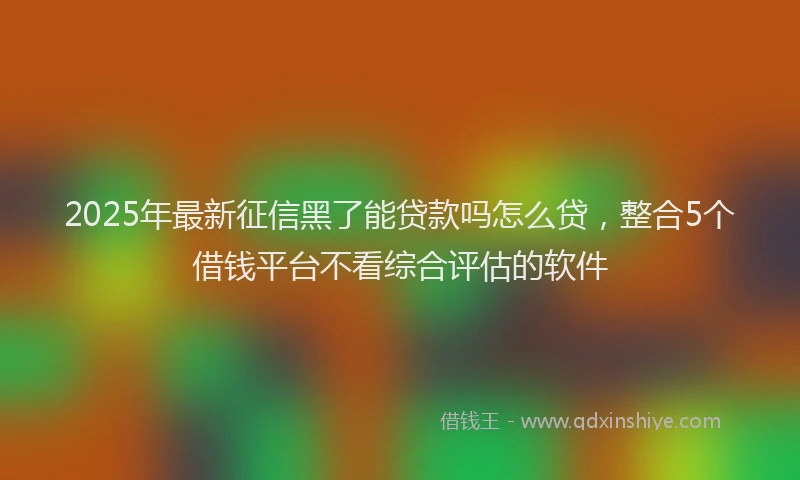 2025年最新征信黑了能贷款吗怎么贷，整合5个借钱平台不看综合评估的软件