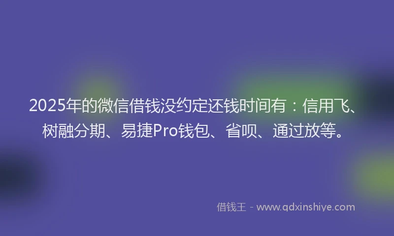 2025年的微信借钱没约定还钱时间有：信用飞、树融分期、易捷Pro钱包、省呗、通过放等。