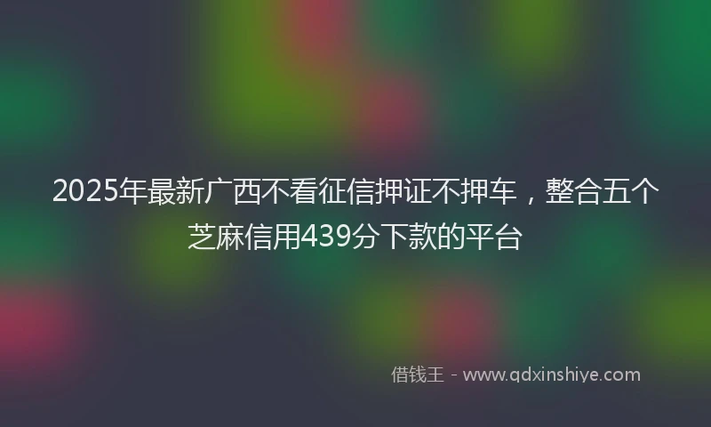 2025年最新广西不看征信押证不押车，整合五个芝麻信用439分下款的平台