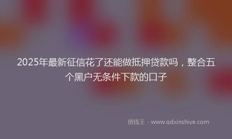 2025年最新征信花了还能做抵押贷款吗，整合五个黑户无条件下款的口子