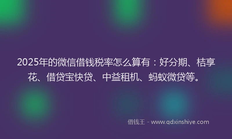 2025年的微信借钱税率怎么算有：好分期、桔享花、借贷宝快贷、中益租机、蚂蚁微贷等。
