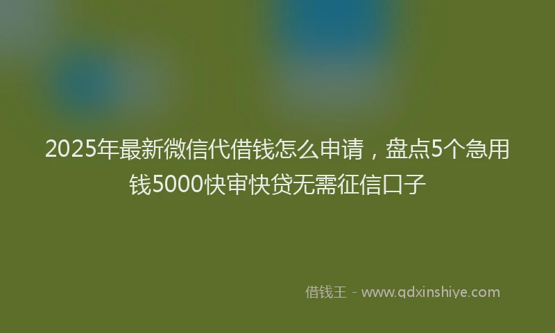 2025年最新微信代借钱怎么申请，盘点5个急用钱5000快审快贷无需征信口子
