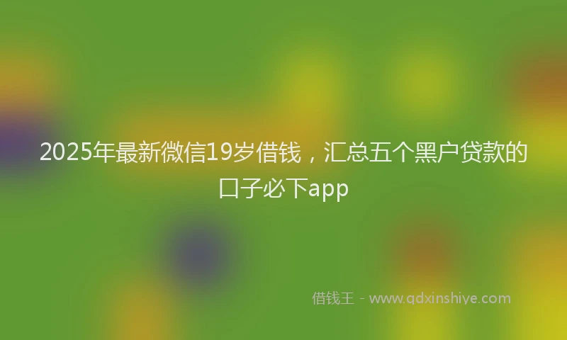 2025年最新微信19岁借钱，汇总五个黑户贷款的口子必下app