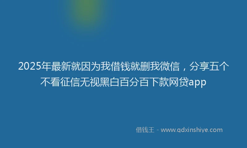 2025年最新就因为我借钱就删我微信，分享五个不看征信无视黑白百分百下款网贷app